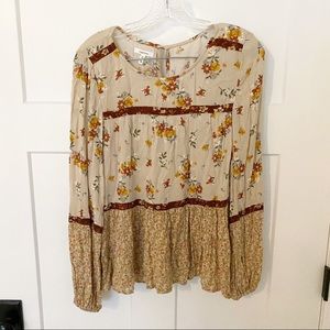 NWT Maurice’s floral tiered long sleeve blouse size XS